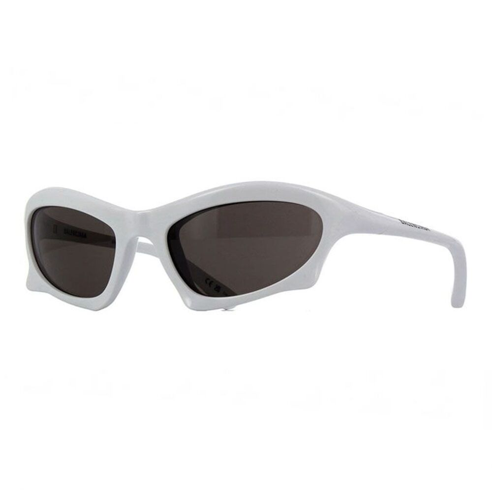 Balenciaga Sunglasses Oval Full Rim, White Frame and Grey Lens BB0229S004